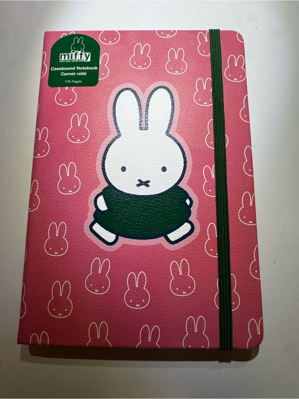 Miffy Pink Notebook with Green Elastic Strap